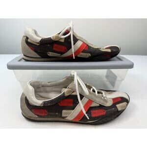 Coach Kate Logo Tag Print Leather Sneakers Size 10M Brown Orange‎ Designer Shoes
